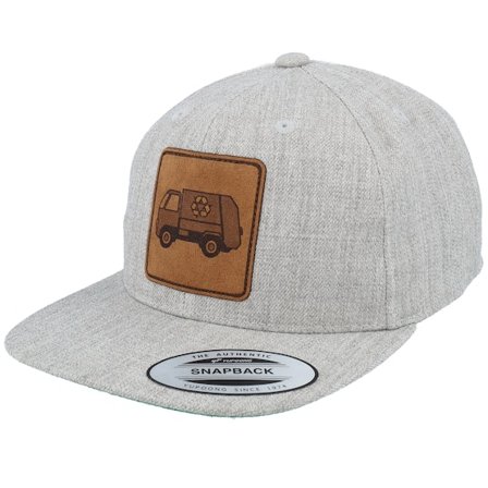 Kiddo Cap - Gris snapback Gorra - Kids Garbage Truck Engraved Patch Heather Grey @ Hatstore