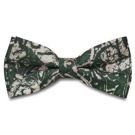 Virtuo | Dark Green Paisley Silk Pre-tied Bow Tie for Men - Pre-tied bow ties