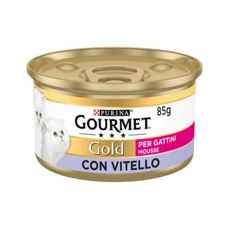 Purina Gourmet Gold Mousse Con Vitello Per Gatti Cuccioli Lattina