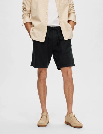 Selected Slhregular-Brody Linen Shorts - Black - L