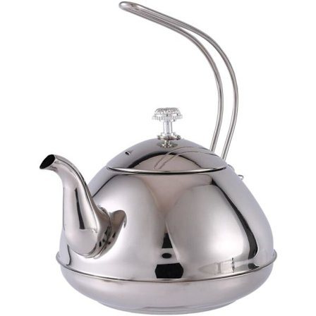 Rustfritt stål tekanne med te-sil, servise, tekanne for induksjon komfyr, te-sil, 1L