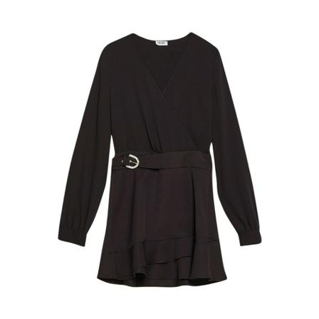 Liu Jo Stretch fabric dress with buckle , Zwart , Dames , Maat: M Casual jurken