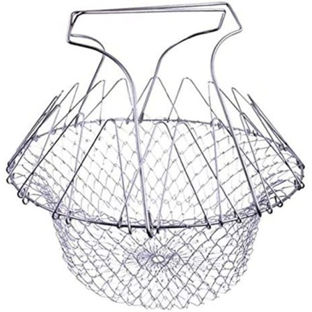 2 stk sammenleggbar salatsil i rustfritt stål, skyll dampkoker sil