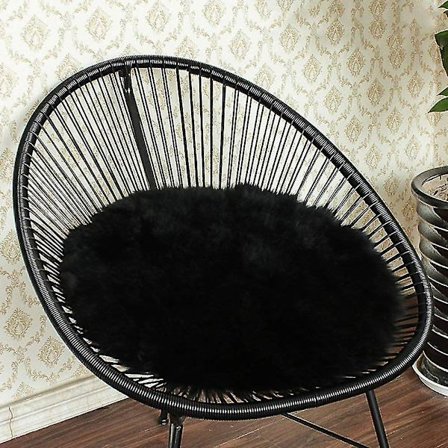 Ctmw Rund Faux Pels Fåreskind Stolbetræk Sæde Pude Pad, Super Bløde Område Tæpper Til L