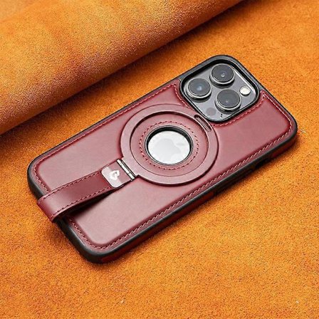 1 st Fångstgrepp Rem Magnetiskt Ställ för iPhone 15 Pro Max Skal med Skärmskydd, Skyddande iPhone 15 Pro Max Skal Läder, Kompatibel med M