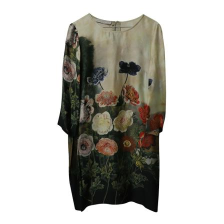 Stella McCartney Pre-owned, Garden Printed Shift Dress in Multicolor Silk Beige, Dames, Maat:M