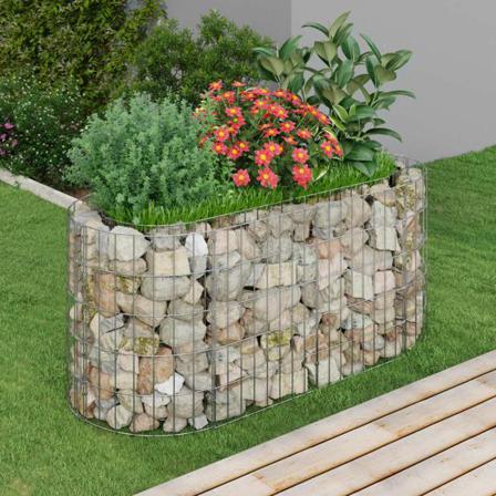 Vidaxl Planteringsgabion Galvaniserat Järn 120x50x50 Cm Silver