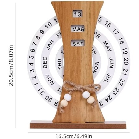 Skrivebordskalender i tre, manuell roterende visning av måned, uke og dato, egnet for kontorbord, hjemmeinnredning (Pariserhjul)