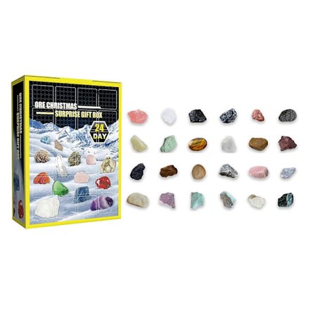 Adventskalender Krystaller Blind Box 24 Dages Nedtælling Natursten Mineraler Udforskningsgavesæt