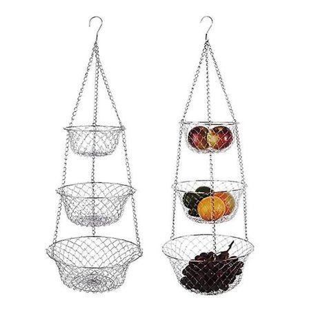 3-lags Fruktkurv Hengende Grønnsak Kjøkken Oppbevaringskurv (LGL)