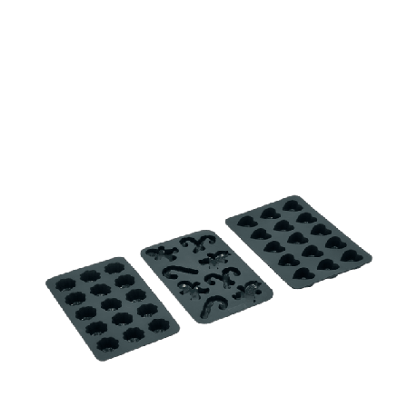 Blomsterbergs Chokladformar 3 delar Grå Baktillbehör Unisex