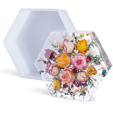 Store Silikonformer for Resin, Resin Sekskantformer 7' X 2', Dype Epoksy Resin Former for Blomsterkonservering, Resin Kunst, Resin Støping, DIY 