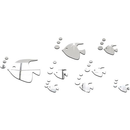 8 stk. 3D tropiske fisk spejleffekt vægklistermærker trendy design klistermærke kunst boligindretning sølv