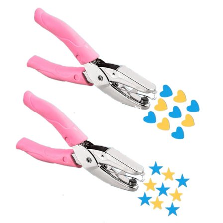 2-pakke 1/4" hjerte- og stjerneformet håndholdt hullmaskin i metall, enkel håndholdt hullmaskin for håndverk, hullmaskin for scrapbooking