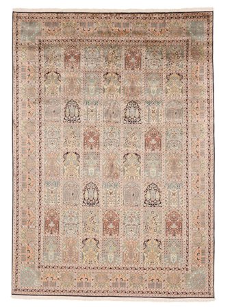 Hand Knotted Kashmir Pure Silk Rug 246X343 Brown/Orange