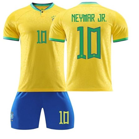 Barne Brasil Fotballtrøye med Neymar Jr #10 Navn & Nummer [YDE]