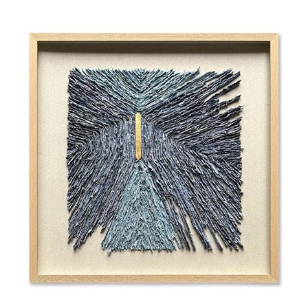 Dekorativ vægkunst, 80x80 cm, blå og beige