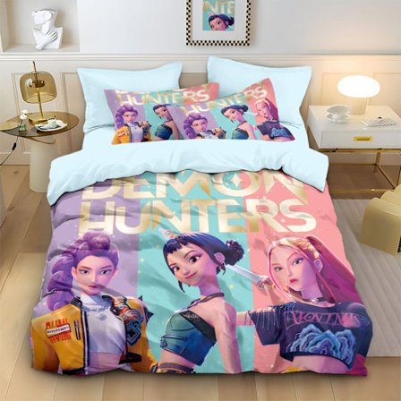 3-delat Kpop Demon Slayer sängklädesset, lämpligt för sovrum och gästrum, 1256, 229x229cm