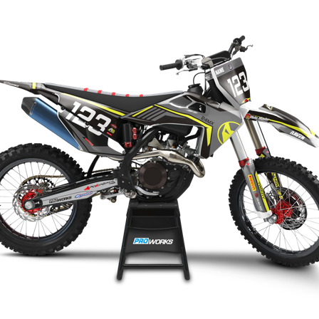 Kompletny Zestaw Naklejek 24MX Inspired z Okleiną na Tablicę pod Numer - Husaberg FS650 2004-2008