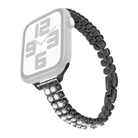 Klockarmband Apple Watch Series 41mm - 40mm - 38mm Rhinestone Decor Alloy Bracelet Wrist Band - Svart