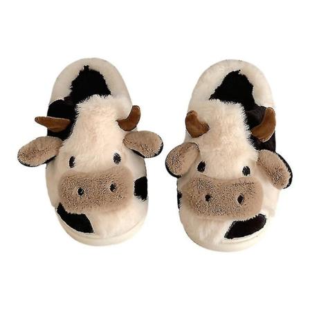 Söt och varm ko-tofflor i bomull cow cotton tow half bag 40-41