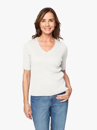 SIGNATURE - Kortærmet Strik - Råhvid