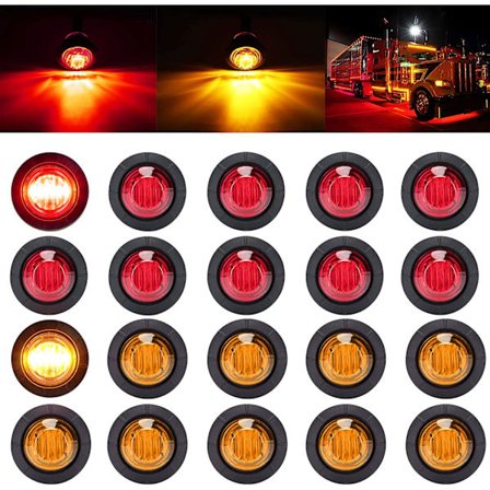 3/4" Runde LED-sidemarkering Klaringslys Front Bakre Markering In