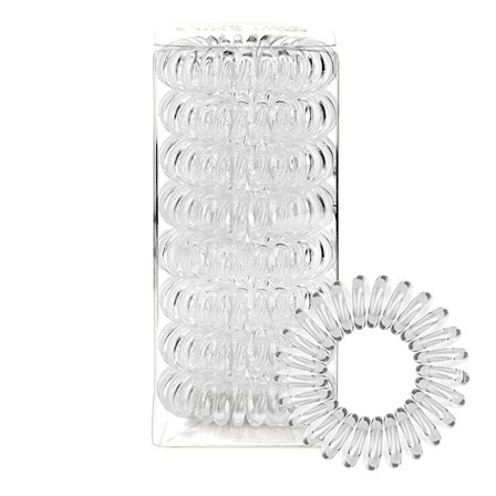 Spiralhårbånd, 8 stk. gjennomsiktig plasthårbånd, spiralhestehalefeste, telefonlinje, bobohode, hårtilbehørssett for kvinner