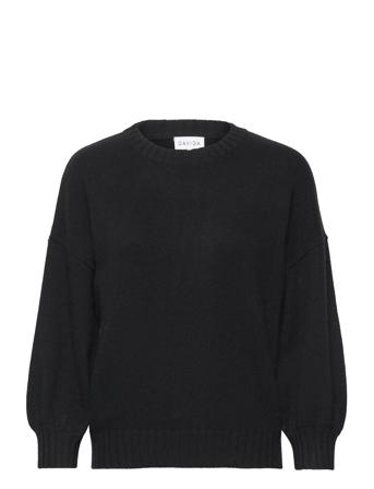 Quarter Balloon Sleeve Sweater Pullover Svart Davida Cashmere