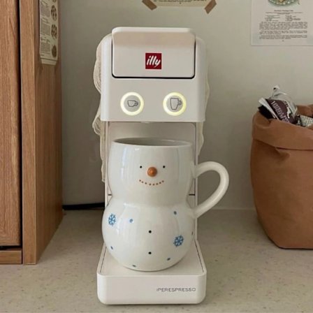 Korean Ceramic Cup Chubby Snowman Relief Hand-painted Underglaze Color Mug Lovely Breakfast Cup Gift Kitchen Tableware