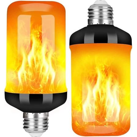 Flamme Lyspære, E27 5w LED Flammeeffekt Lyspære Med 4 Lysmoduser, Innendørs Utendørs Dekorativ