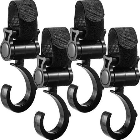 Universaalit rattaiden koukut - karabiinikoukut - rattaiden lisävarusteet - laukkukoukku - rattaiden pidike - rattaiden koukku.