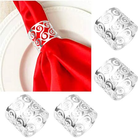 Servettringar och hållare, 4-pack metallservettring servettspänne hållare kompatibel bordsdekoration