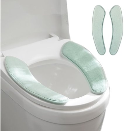 Tjockt Varmt Tvättbart Återanvändbart Toalettsitsskydd - Dubbel Flik, TPR-lim, Mjukt Skyddande (Grön)