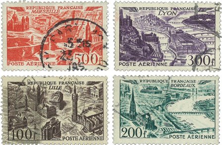 Frankrig 1949 - Luftpost YT 24-27 - Stemplet