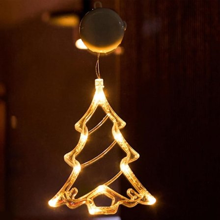 Jule-LED-lys, julehengende dekorasjon med sugekoppkrok juletre snømann vindusdisplay