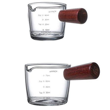 Glasmjölk 75 + 45ml hög borosilikatglas kaffekopp med pip