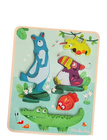 Moulin Roty Sensory Puzzle 5 Pcs - Dans La Jungle - Multi/patterned - ONE SIZE