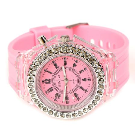 Flash Luminous Personlig Strass Led Watch Jellies Light
