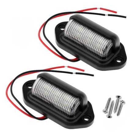 2 st universella röda vita 12V 24V registreringsskyltlampor för båt släpvagn husbil lastbil