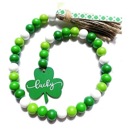 St Patrick's Day Träpärlkrans Tag Vägghängande prydnad B
