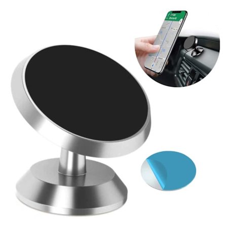 360 ° Magnet Mobil Holder Self -adhæsiv bilholder sølv