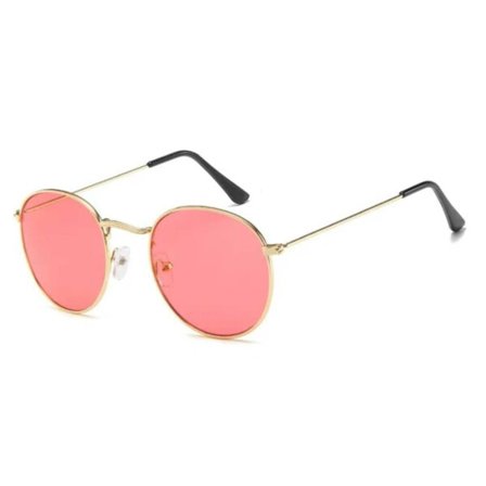 Runde solbriller med guld metalstel Rødt glas