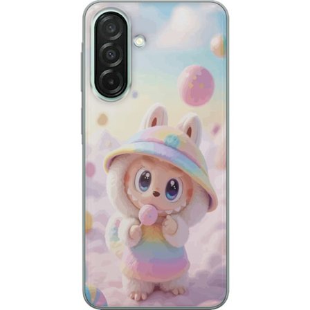 Kompatibelt Mobildeksel til Samsung Galaxy A26 Regnbuedrømmenes Pastell Design myk drømmeaktig stil med søt figur i regnbueklær og lyse skyer i bakgr