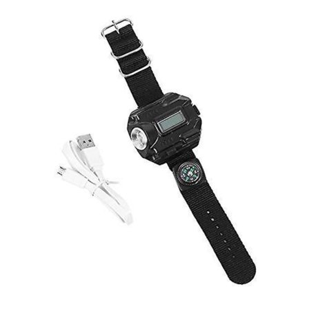 2023 Usb Flashlight With Watch And Compass Rechargeable Waterproof For Mountain Running Climbing Survival Camping Hiking Hunting Patrol