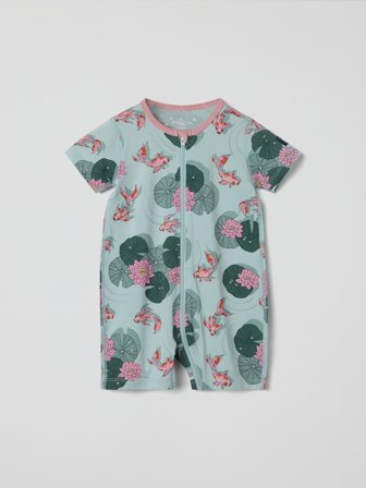Polarn O. Pyret - Short-sleeved sleepsuit with underwater print - 50|56 - Childrenswear - green