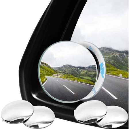 4 stk. 50mm roterende blindvinkel spejl til bil, rammeløs, rund, 360°