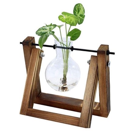 Hengende glassvase i tre, terrarium, hydroponisk beholder, potte dekor Au