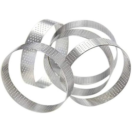 Rustfritt stål perforert ring, 25 stykker perforert kake mousse ring 5cm, DIY runde ringer for baking dessert ring