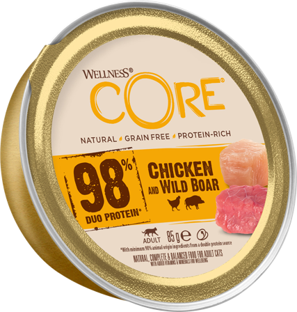 CORE Petfood - Katt 98 % kylling/vildsvinpaté 85 g x 12 stk. - Katt - Kattefôr & kattemat - Våtfôr og våtmat - ZOO.no